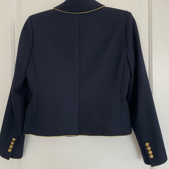 J. Crew Wool Navy Blazer Jacket Ruffle Gold Trim Buttons Military Preppy 6 J - Picture 5 of 10
